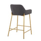 Daniella Contemporary/Glam Fixed-Height Counter Stool in Gold Metal & Charcoal Fabric By LumiSource - Set of 2 | Counter Stools | Modishstore - 9