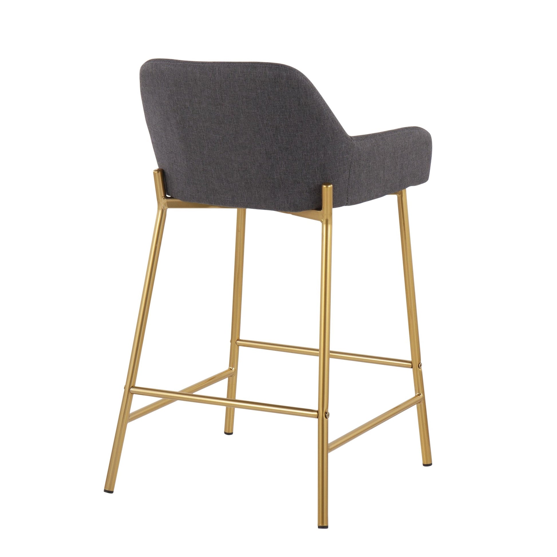 Daniella Contemporary/Glam Fixed-Height Counter Stool in Gold Metal & Charcoal Fabric By LumiSource - Set of 2 | Counter Stools | Modishstore - 9