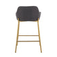 Daniella Contemporary/Glam Fixed-Height Counter Stool in Gold Metal & Charcoal Fabric By LumiSource - Set of 2 | Counter Stools | Modishstore - 10