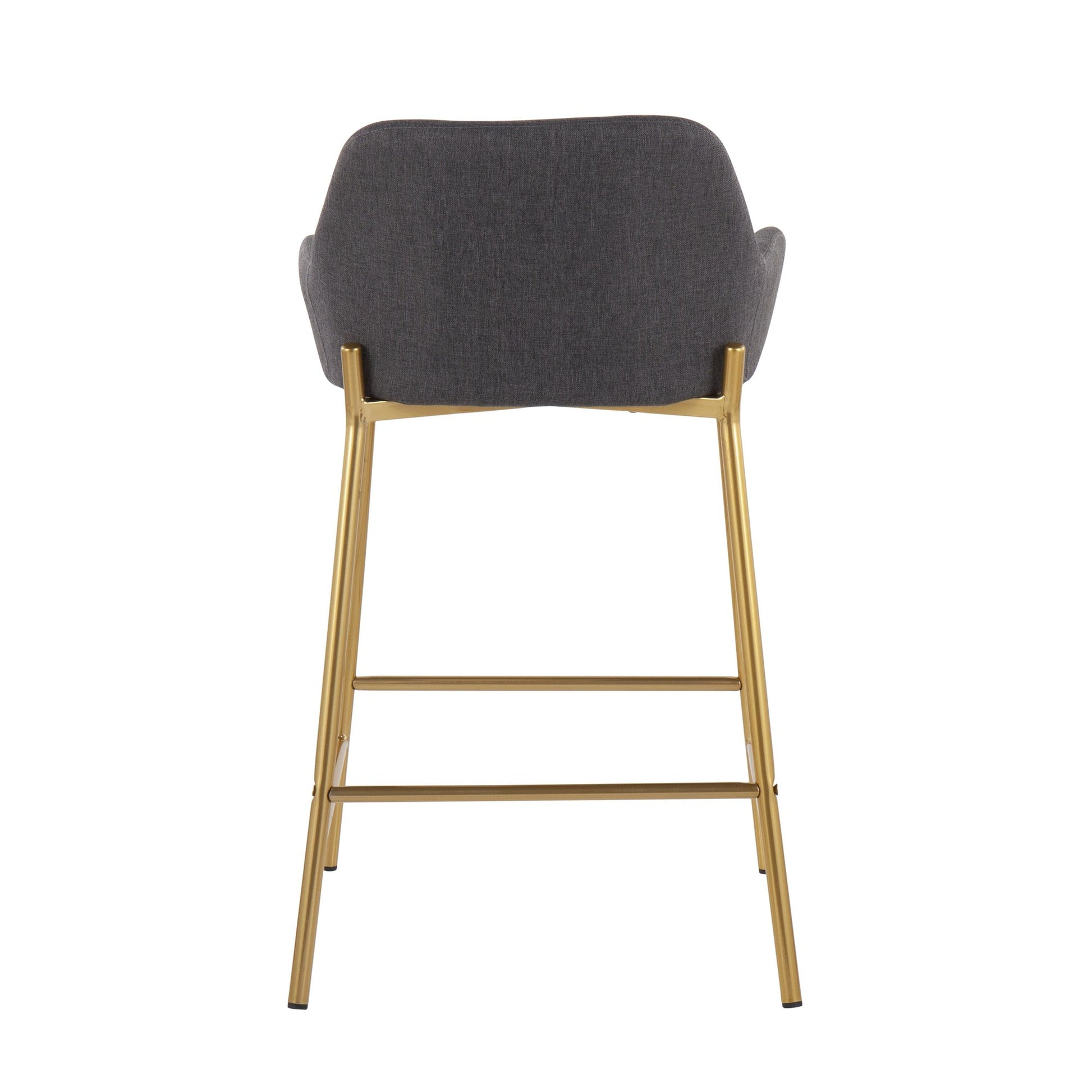 Daniella Contemporary/Glam Fixed-Height Counter Stool in Gold Metal & Charcoal Fabric By LumiSource - Set of 2 | Counter Stools | Modishstore - 10
