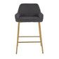 Daniella Contemporary/Glam Fixed-Height Counter Stool in Gold Metal & Charcoal Fabric By LumiSource - Set of 2 | Counter Stools | Modishstore - 3
