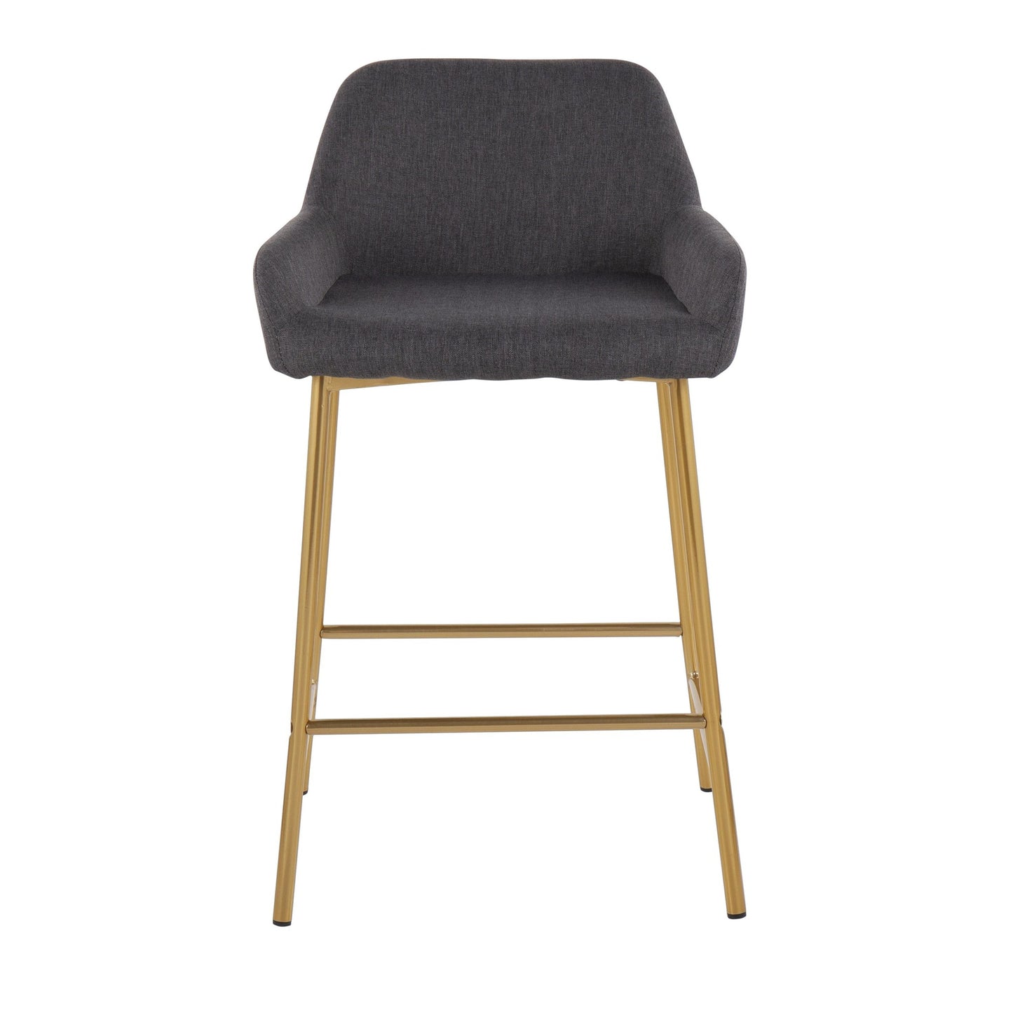 Daniella Contemporary/Glam Fixed-Height Counter Stool in Gold Metal & Charcoal Fabric By LumiSource - Set of 2 | Counter Stools | Modishstore - 3