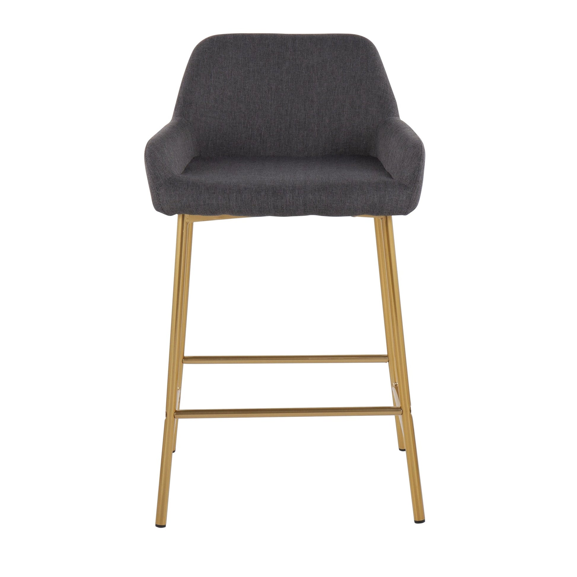 Daniella Contemporary/Glam Fixed-Height Counter Stool in Gold Metal & Charcoal Fabric By LumiSource - Set of 2 | Counter Stools | Modishstore - 3