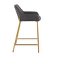 Daniella Contemporary/Glam Fixed-Height Counter Stool in Gold Metal & Charcoal Fabric By LumiSource - Set of 2 | Counter Stools | Modishstore - 8
