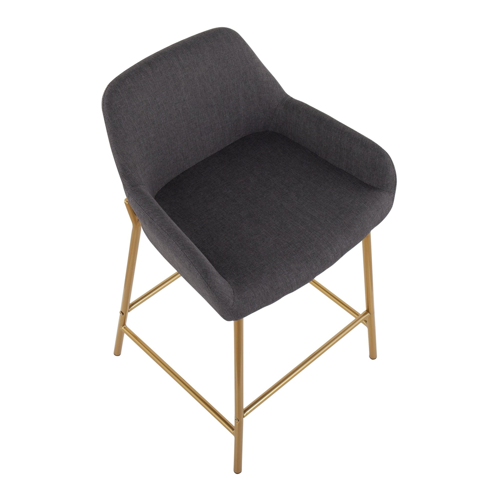 Daniella Contemporary/Glam Fixed-Height Counter Stool in Gold Metal & Charcoal Fabric By LumiSource - Set of 2 | Counter Stools | Modishstore - 4