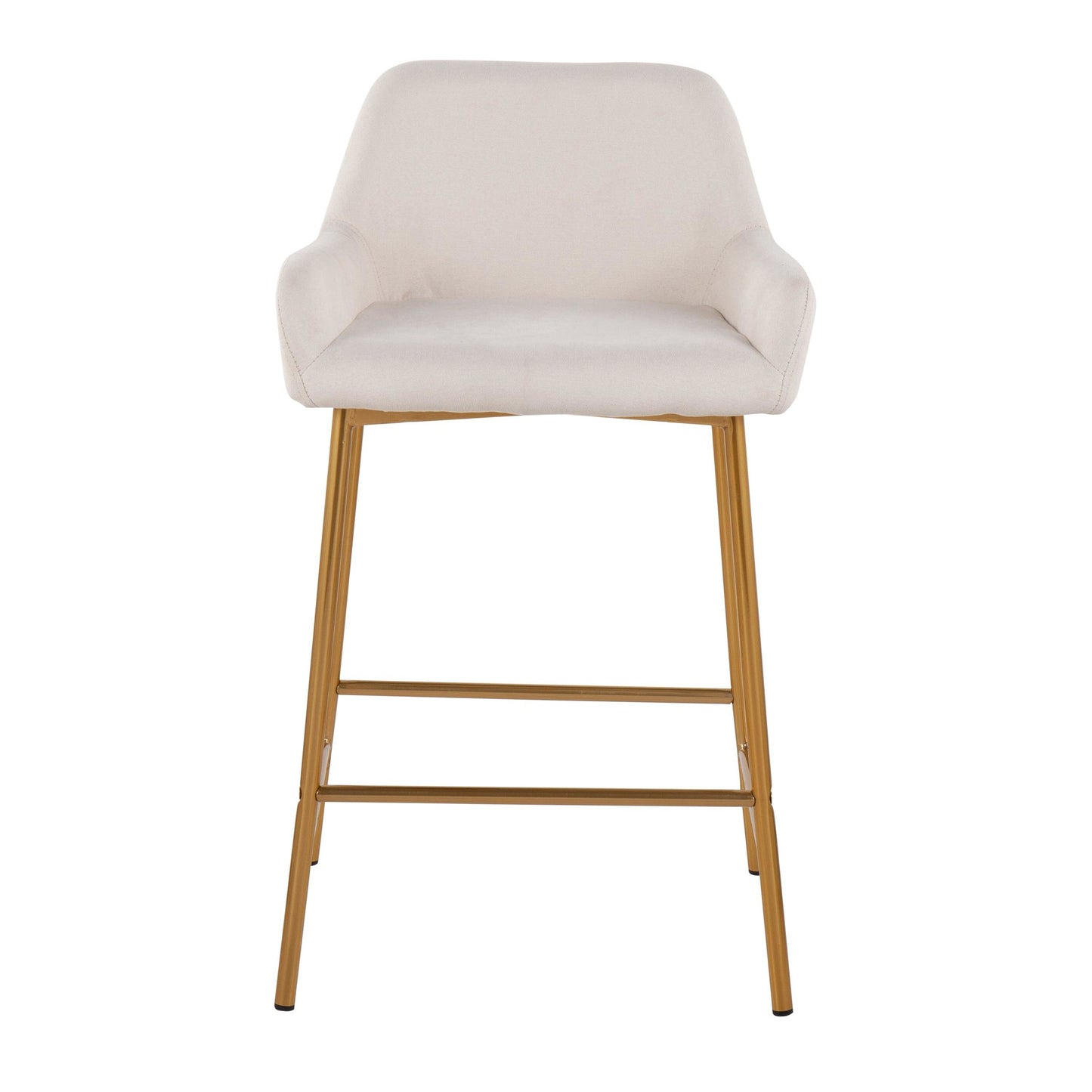 Daniella Contemporary/Glam Fixed-Height Counter Stool in Gold Metal & Charcoal Fabric By LumiSource - Set of 2 | Counter Stools | Modishstore - 12