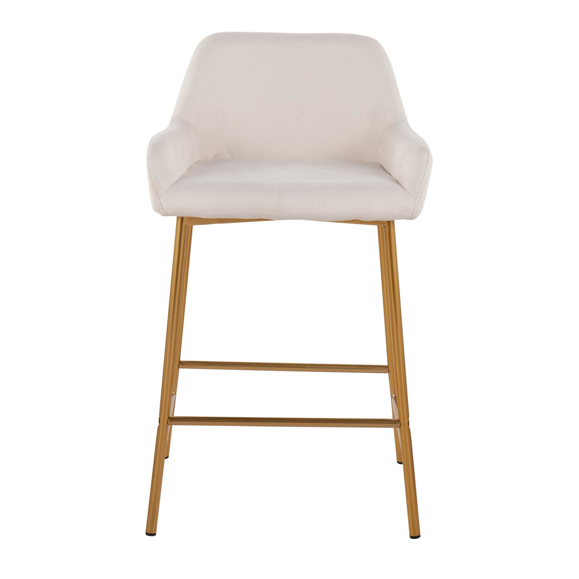 Daniella Contemporary/Glam Fixed-Height Counter Stool in Gold Metal & Charcoal Fabric By LumiSource - Set of 2 | Counter Stools | Modishstore - 12