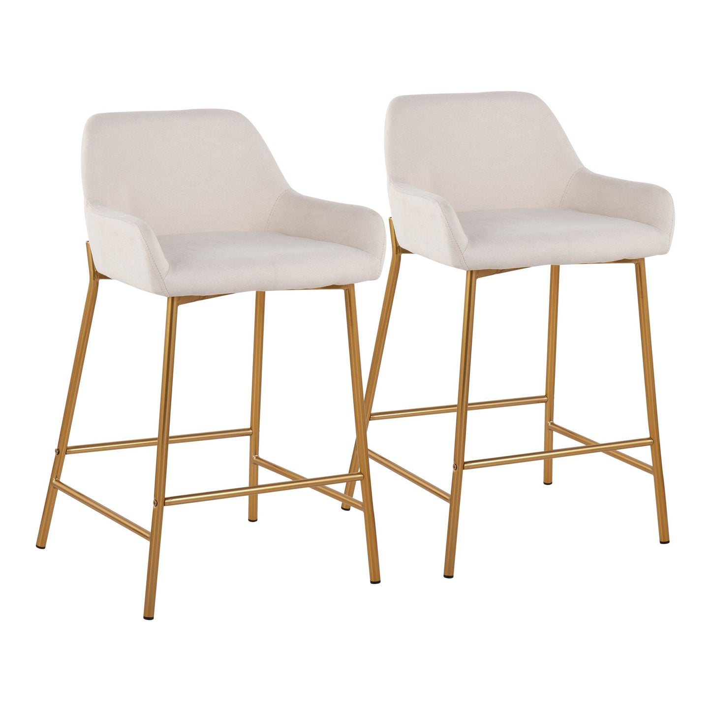 Daniella Contemporary/Glam Fixed-Height Counter Stool in Gold Metal & Charcoal Fabric By LumiSource - Set of 2 | Counter Stools | Modishstore - 11