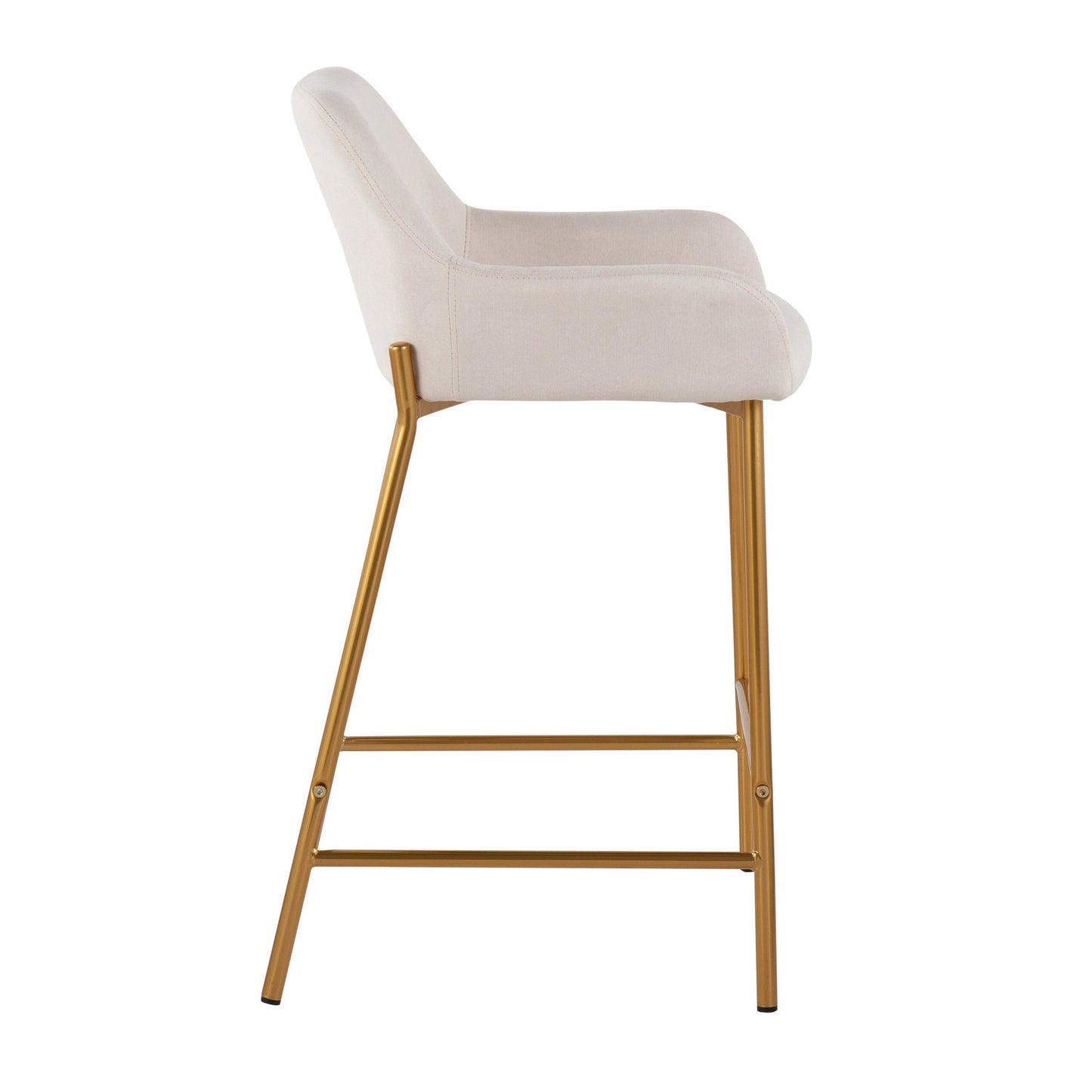 Daniella Contemporary/Glam Fixed-Height Counter Stool in Gold Metal & Charcoal Fabric By LumiSource - Set of 2 | Counter Stools | Modishstore - 18