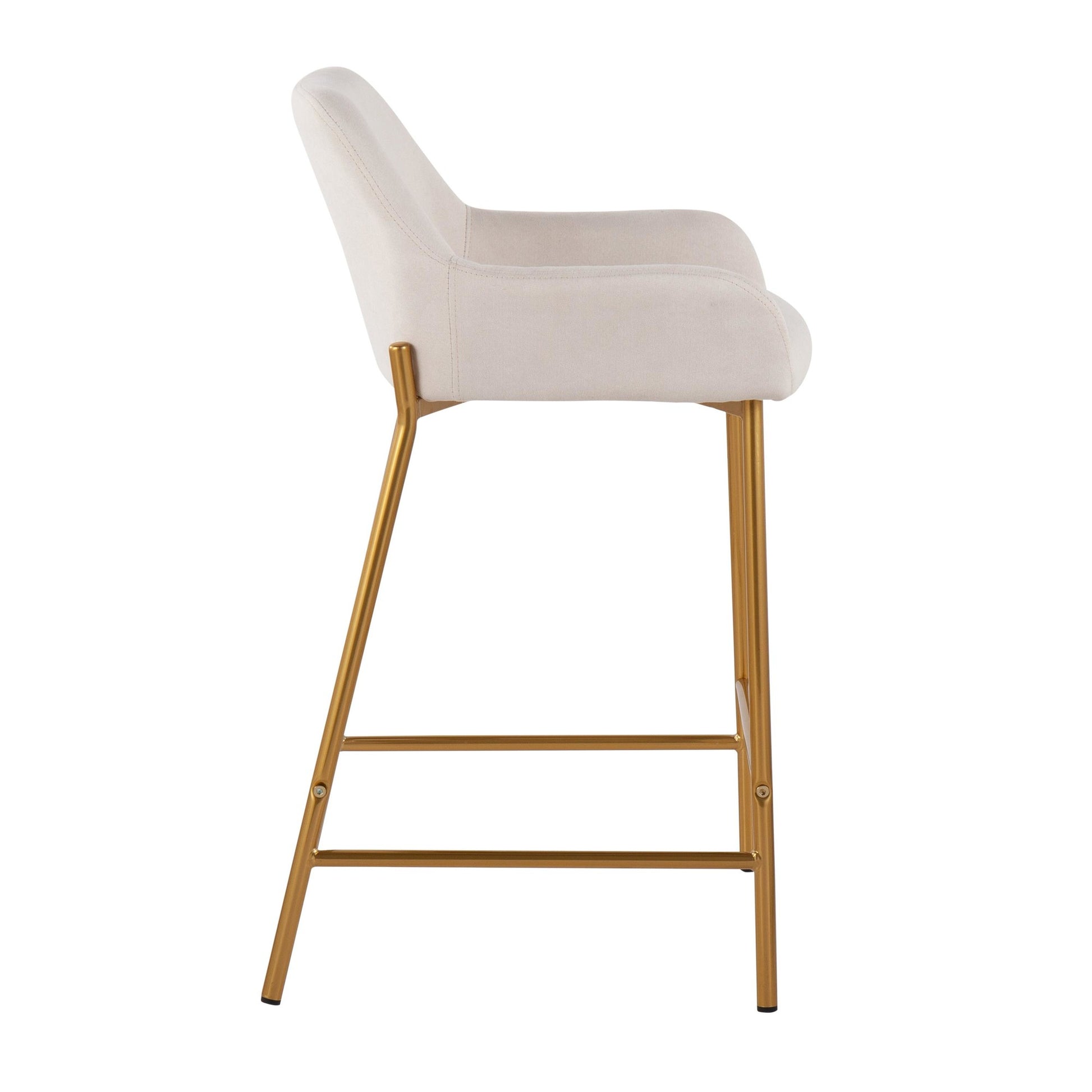 Daniella Contemporary/Glam Fixed-Height Counter Stool in Gold Metal & Charcoal Fabric By LumiSource - Set of 2 | Counter Stools | Modishstore - 18