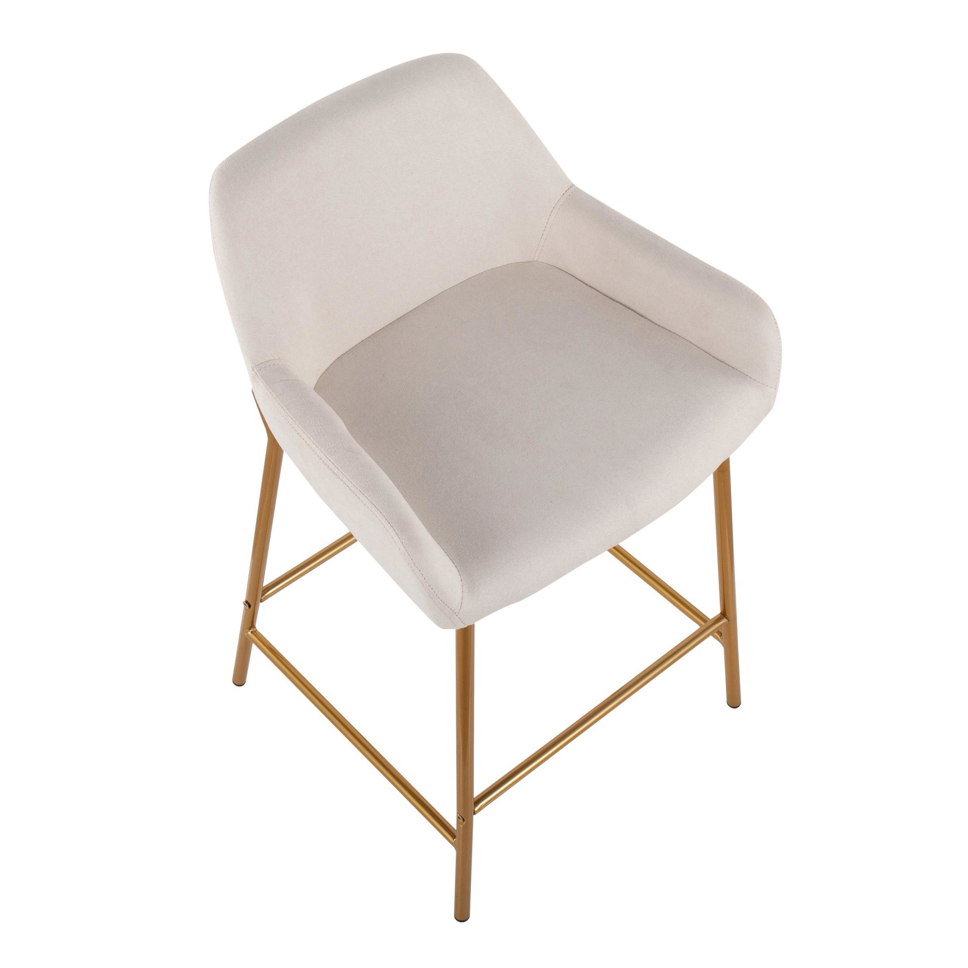 Daniella Contemporary/Glam Fixed-Height Counter Stool in Gold Metal & Charcoal Fabric By LumiSource - Set of 2 | Counter Stools | Modishstore - 13