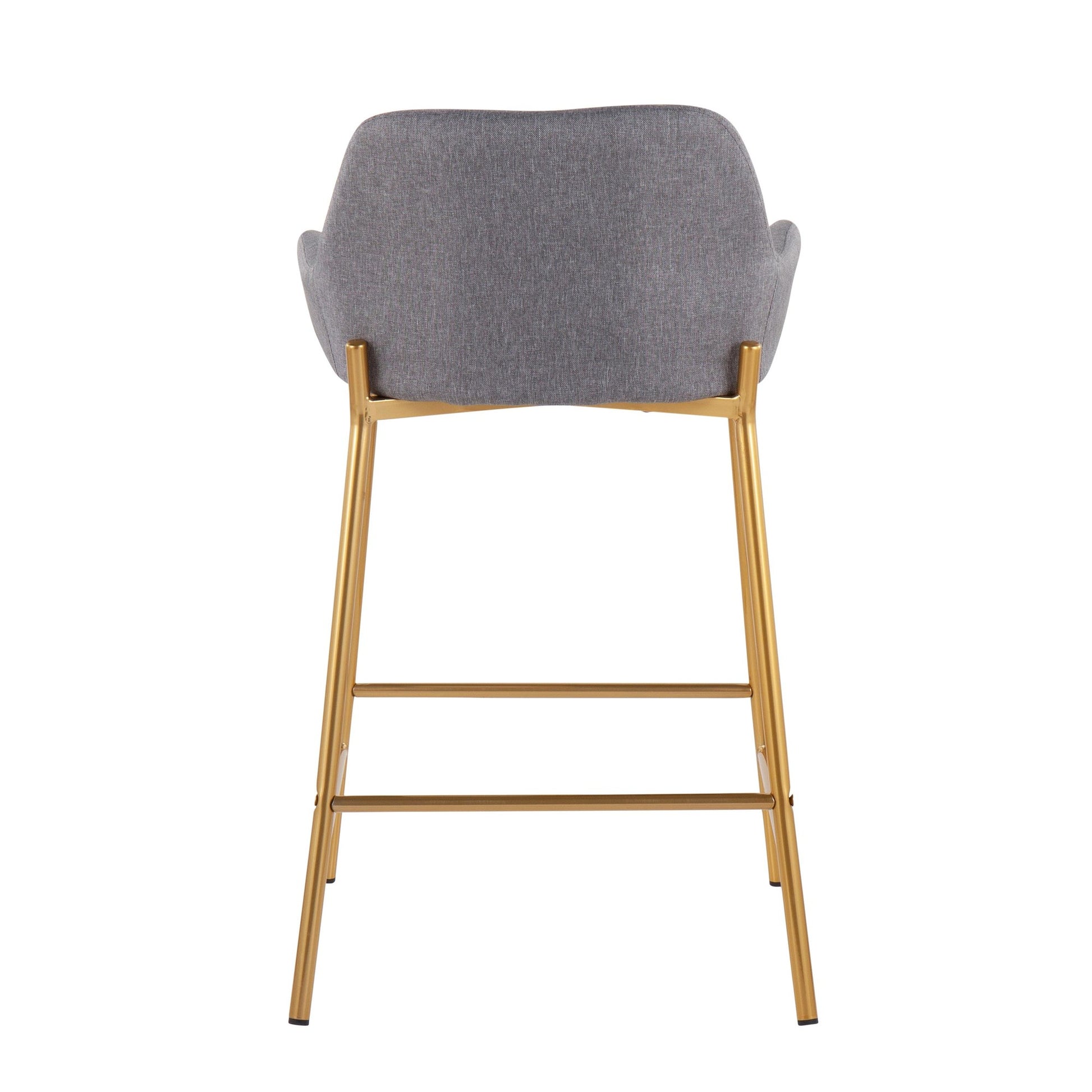 Daniella Contemporary/Glam Fixed-Height Counter Stool in Gold Metal & Charcoal Fabric By LumiSource - Set of 2 | Counter Stools | Modishstore - 30