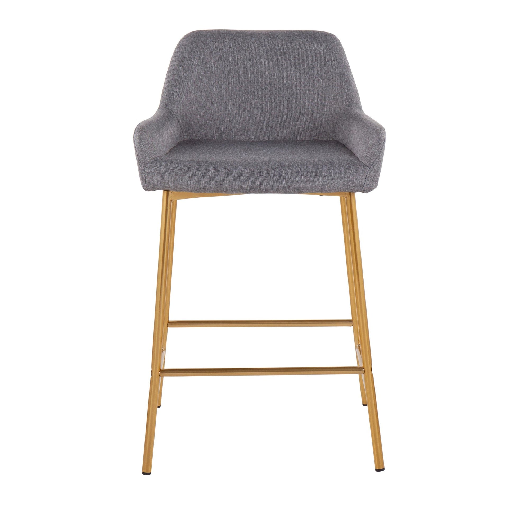 Daniella Contemporary/Glam Fixed-Height Counter Stool in Gold Metal & Charcoal Fabric By LumiSource - Set of 2 | Counter Stools | Modishstore - 22