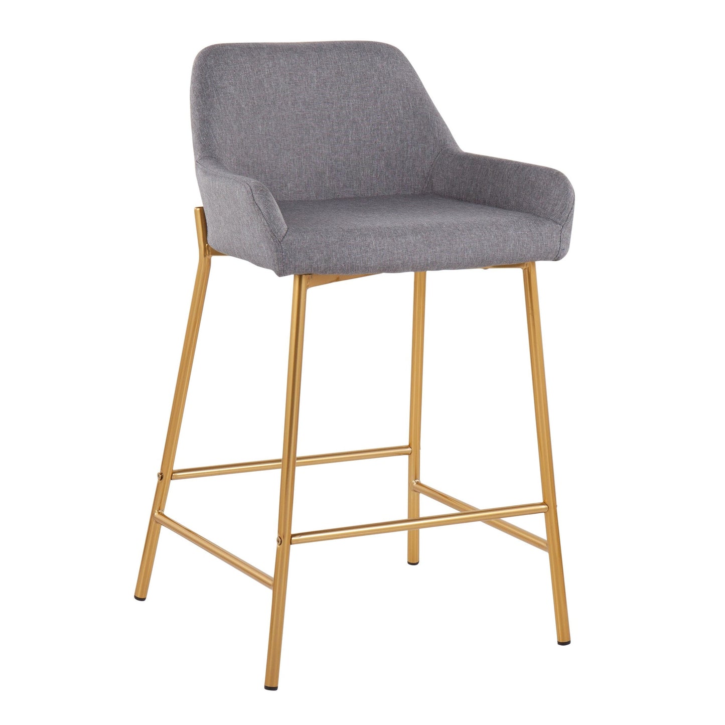 Daniella Contemporary/Glam Fixed-Height Counter Stool in Gold Metal & Charcoal Fabric By LumiSource - Set of 2 | Counter Stools | Modishstore - 27