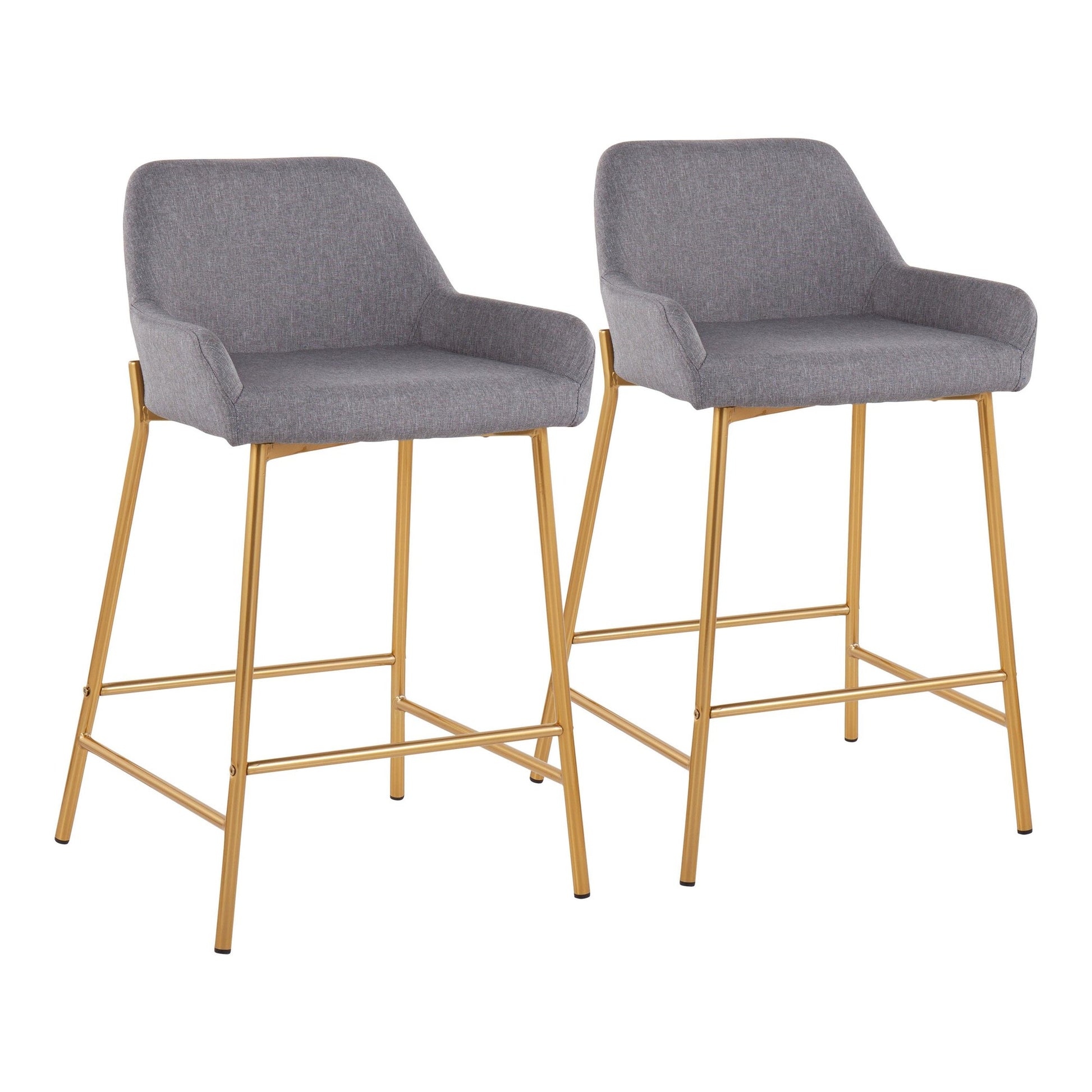 Daniella Contemporary/Glam Fixed-Height Counter Stool in Gold Metal & Charcoal Fabric By LumiSource - Set of 2 | Counter Stools | Modishstore - 21