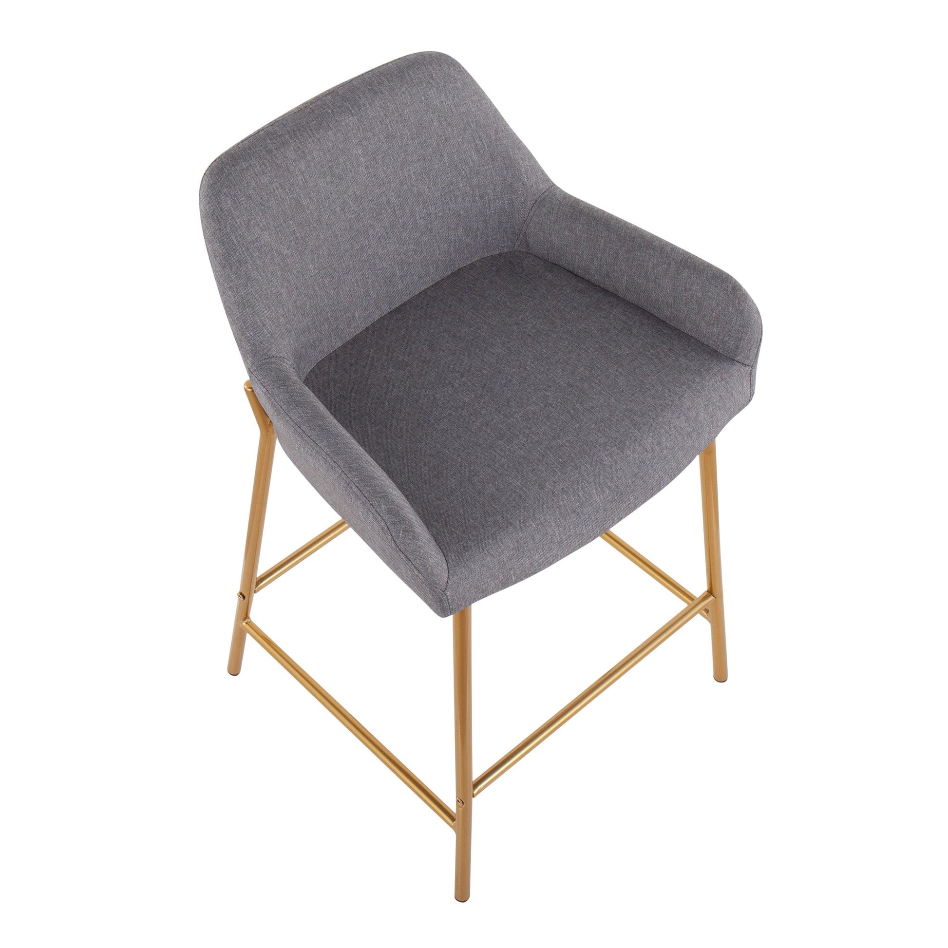 Daniella Contemporary/Glam Fixed-Height Counter Stool in Gold Metal & Charcoal Fabric By LumiSource - Set of 2 | Counter Stools | Modishstore - 23
