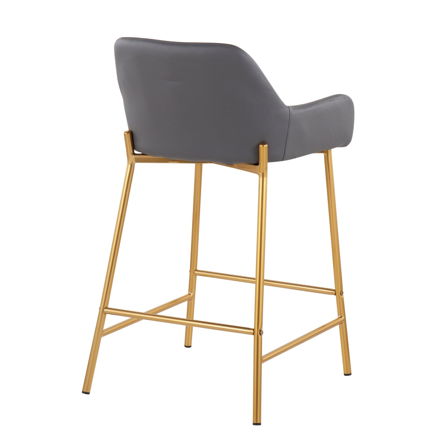 Daniella Contemporary/Glam Fixed-Height Counter Stool in Gold Metal and Camel Faux Leather By LumiSource - Set of 2 | Counter Stools | Modishstore - 19