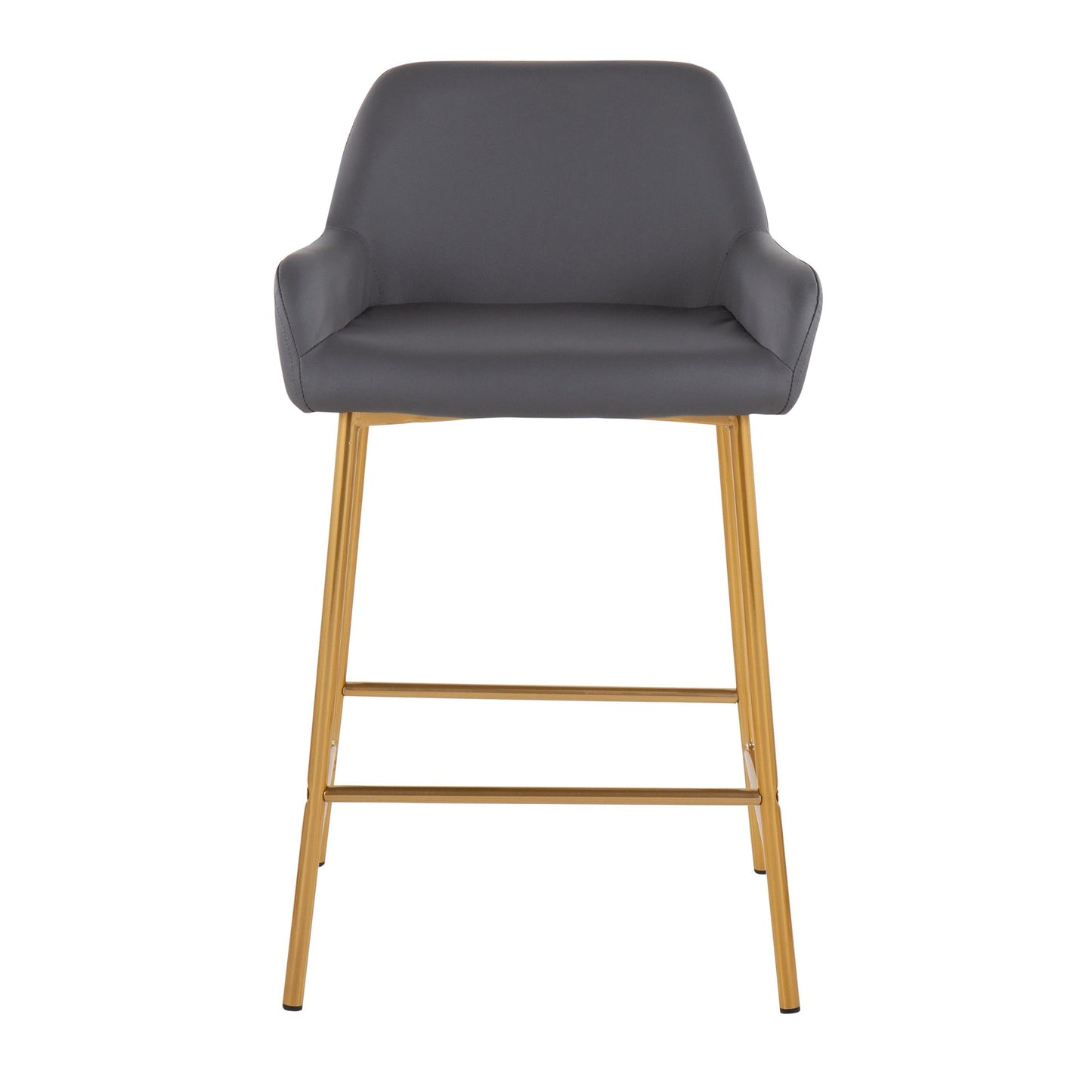 Daniella Contemporary/Glam Fixed-Height Counter Stool in Gold Metal and Camel Faux Leather By LumiSource - Set of 2 | Counter Stools | Modishstore - 12