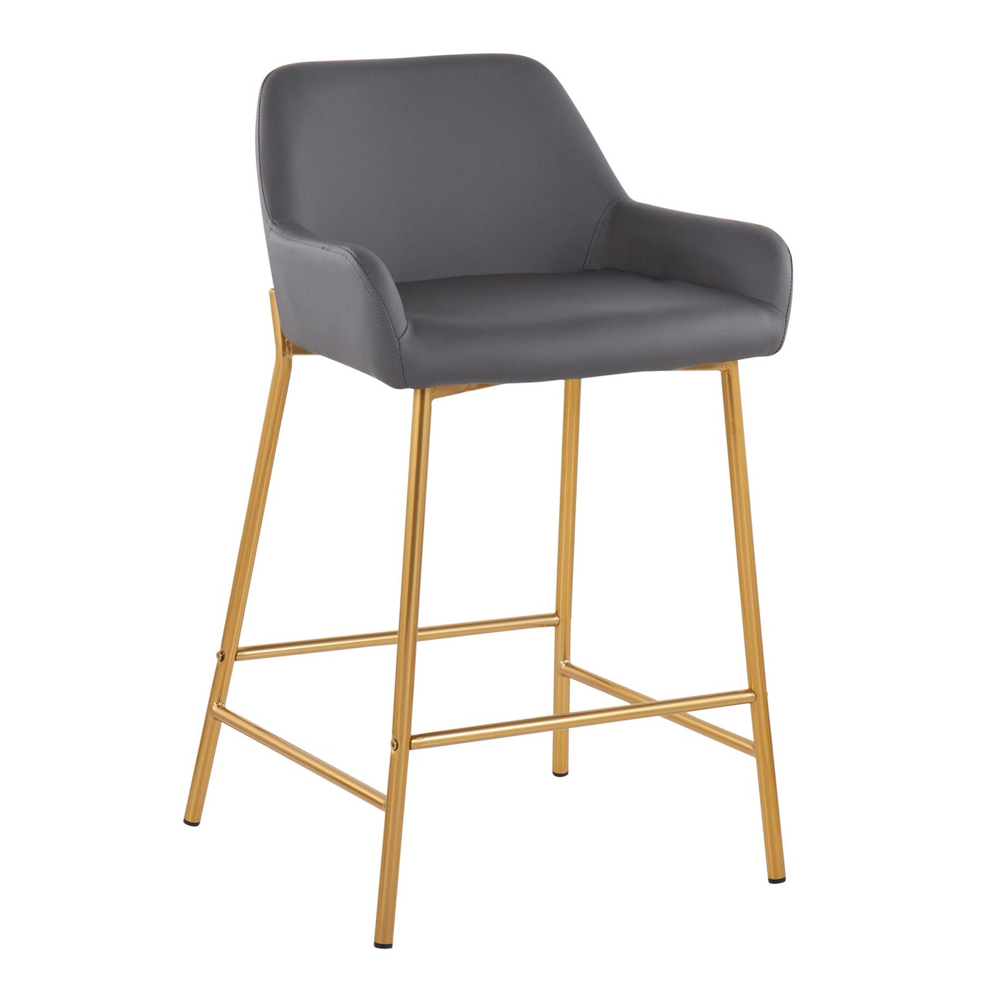 Daniella Contemporary/Glam Fixed-Height Counter Stool in Gold Metal and Camel Faux Leather By LumiSource - Set of 2 | Counter Stools | Modishstore - 17