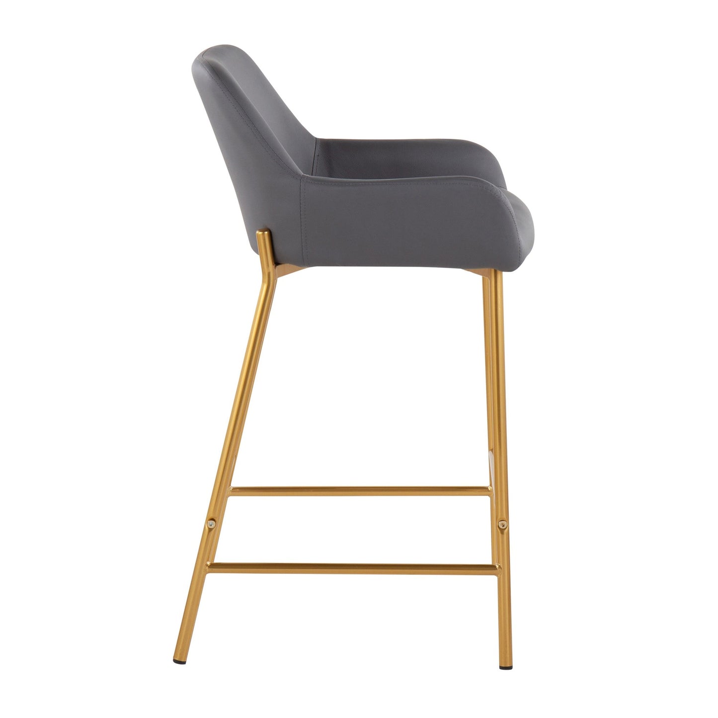 Daniella Contemporary/Glam Fixed-Height Counter Stool in Gold Metal and Camel Faux Leather By LumiSource - Set of 2 | Counter Stools | Modishstore - 18