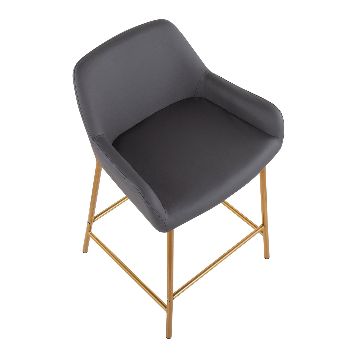 Daniella Contemporary/Glam Fixed-Height Counter Stool in Gold Metal and Camel Faux Leather By LumiSource - Set of 2 | Counter Stools | Modishstore - 13