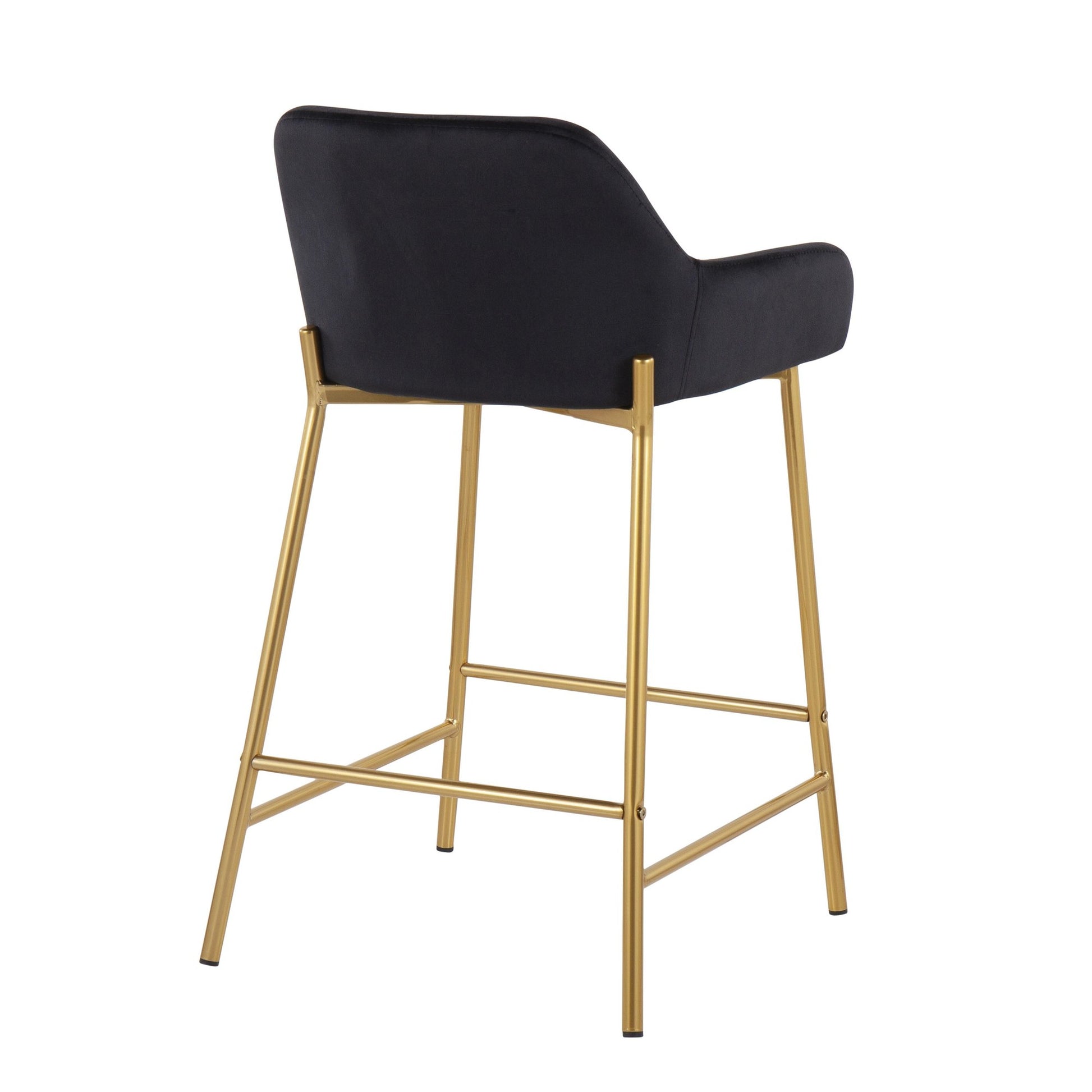 Daniella Contemporary/Glam Fixed-Height Counter Stool in Gold Metal and Black Velvet By LumiSource - Set of 2 | Counter Stools | Modishstore - 9