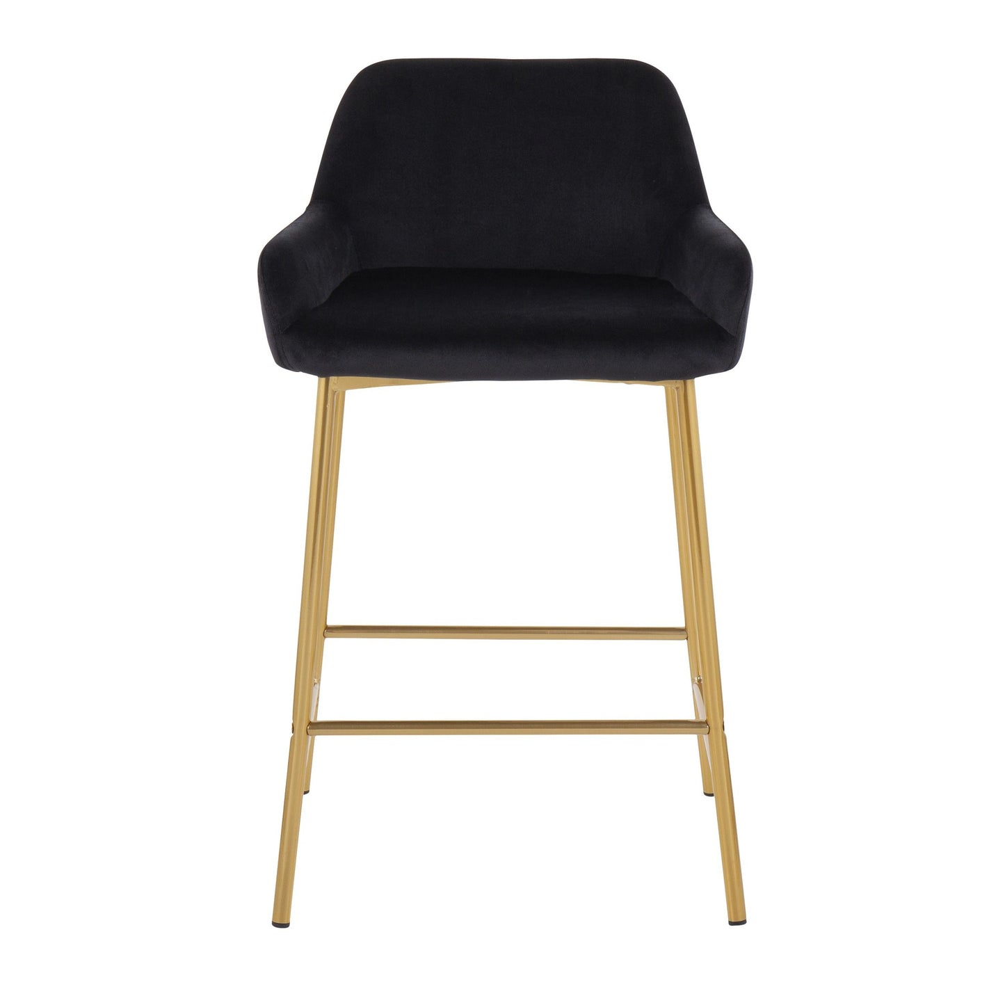 Daniella Contemporary/Glam Fixed-Height Counter Stool in Gold Metal and Black Velvet By LumiSource - Set of 2 | Counter Stools | Modishstore - 3
