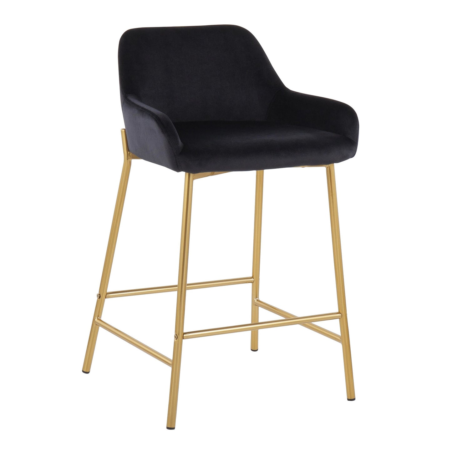 Daniella Contemporary/Glam Fixed-Height Counter Stool in Gold Metal and Black Velvet By LumiSource - Set of 2 | Counter Stools | Modishstore - 7