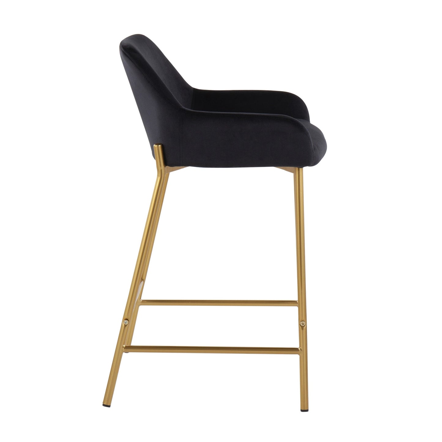 Daniella Contemporary/Glam Fixed-Height Counter Stool in Gold Metal and Black Velvet By LumiSource - Set of 2 | Counter Stools | Modishstore - 8