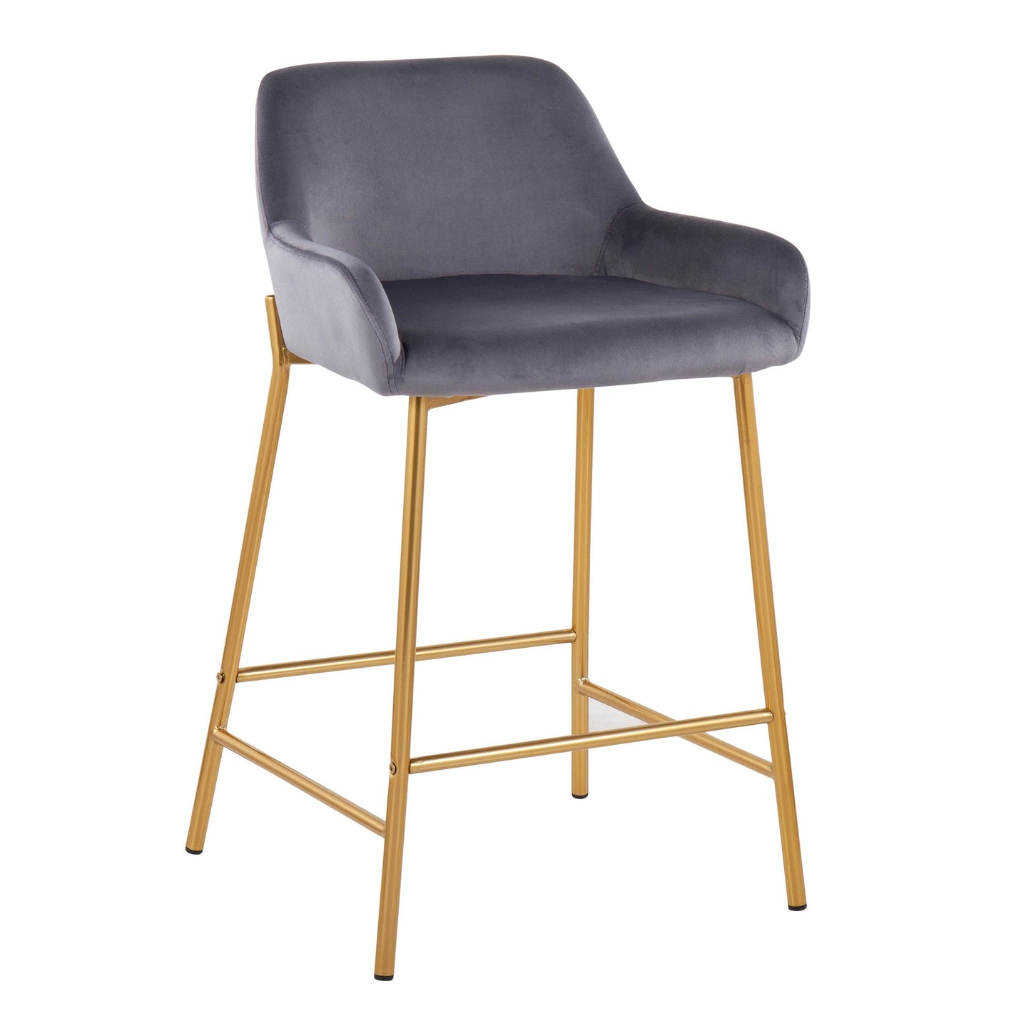 Daniella Contemporary/Glam Fixed-Height Counter Stool in Gold Metal and Black Velvet By LumiSource - Set of 2 | Counter Stools | Modishstore - 17