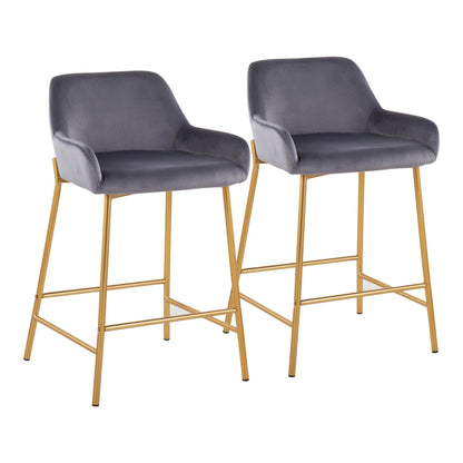 Daniella Contemporary/Glam Fixed-Height Counter Stool in Gold Metal and Black Velvet By LumiSource - Set of 2 | Counter Stools | Modishstore - 11