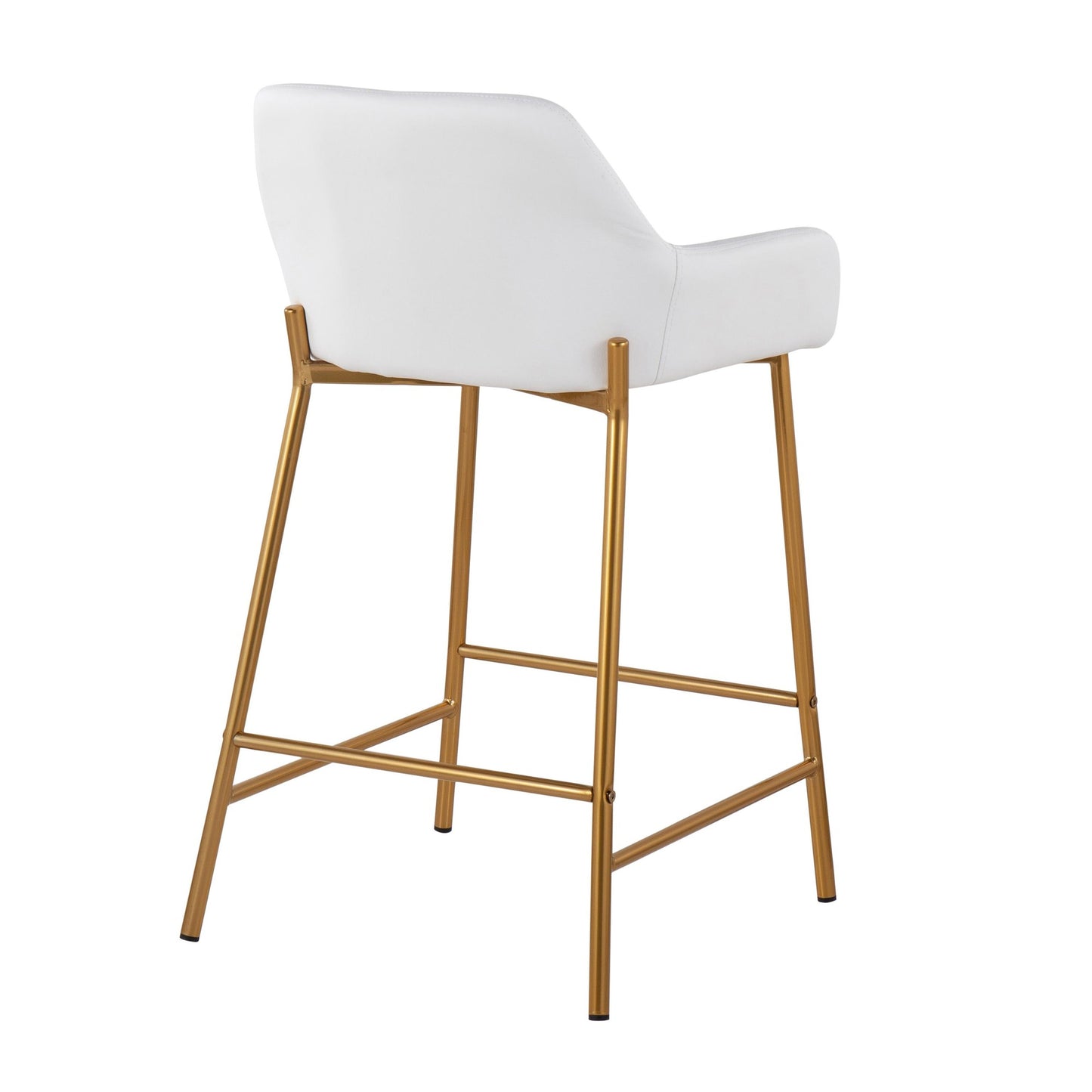 Daniella Contemporary/Glam Fixed-Height Counter Stool in Gold Metal and Camel Faux Leather By LumiSource - Set of 2 | Counter Stools | Modishstore - 29