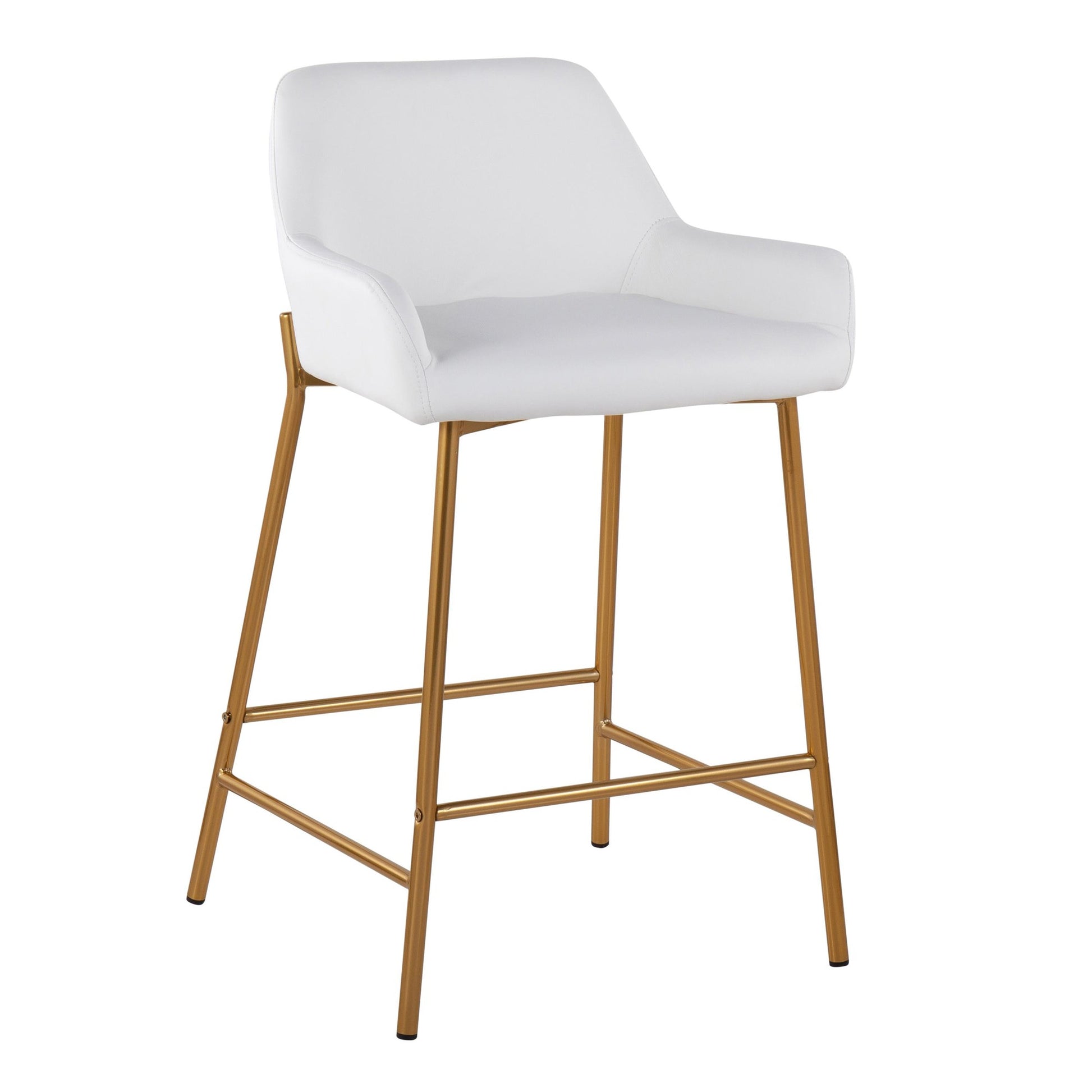 Daniella Contemporary/Glam Fixed-Height Counter Stool in Gold Metal and Camel Faux Leather By LumiSource - Set of 2 | Counter Stools | Modishstore - 27