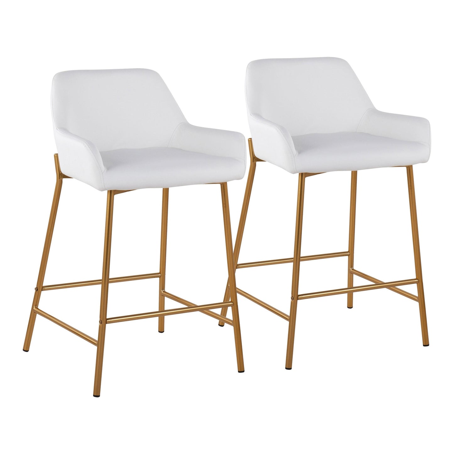 Daniella Contemporary/Glam Fixed-Height Counter Stool in Gold Metal and Camel Faux Leather By LumiSource - Set of 2 | Counter Stools | Modishstore - 21