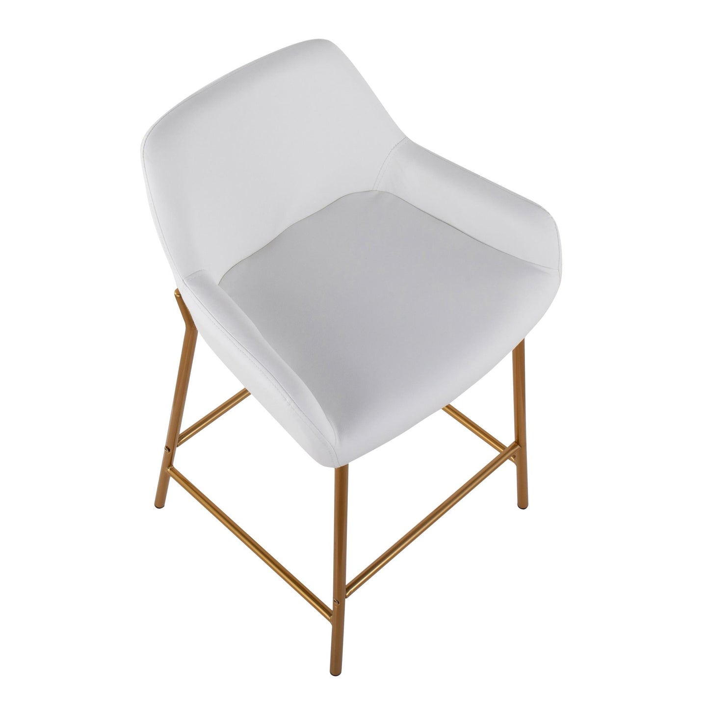 Daniella Contemporary/Glam Fixed-Height Counter Stool in Gold Metal and Camel Faux Leather By LumiSource - Set of 2 | Counter Stools | Modishstore - 23