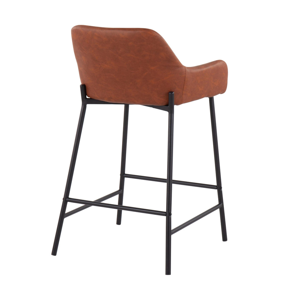 Daniella Industrial Fixed-Height Counter Stool in Black Metal and Camel Faux Leather By LumiSource - Set of 2 | Counter Stools | Modishstore - 9