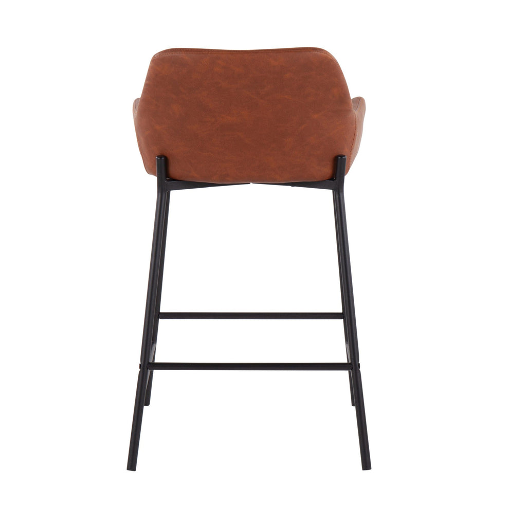 Daniella Industrial Fixed-Height Counter Stool in Black Metal and Camel Faux Leather By LumiSource - Set of 2 | Counter Stools | Modishstore - 10