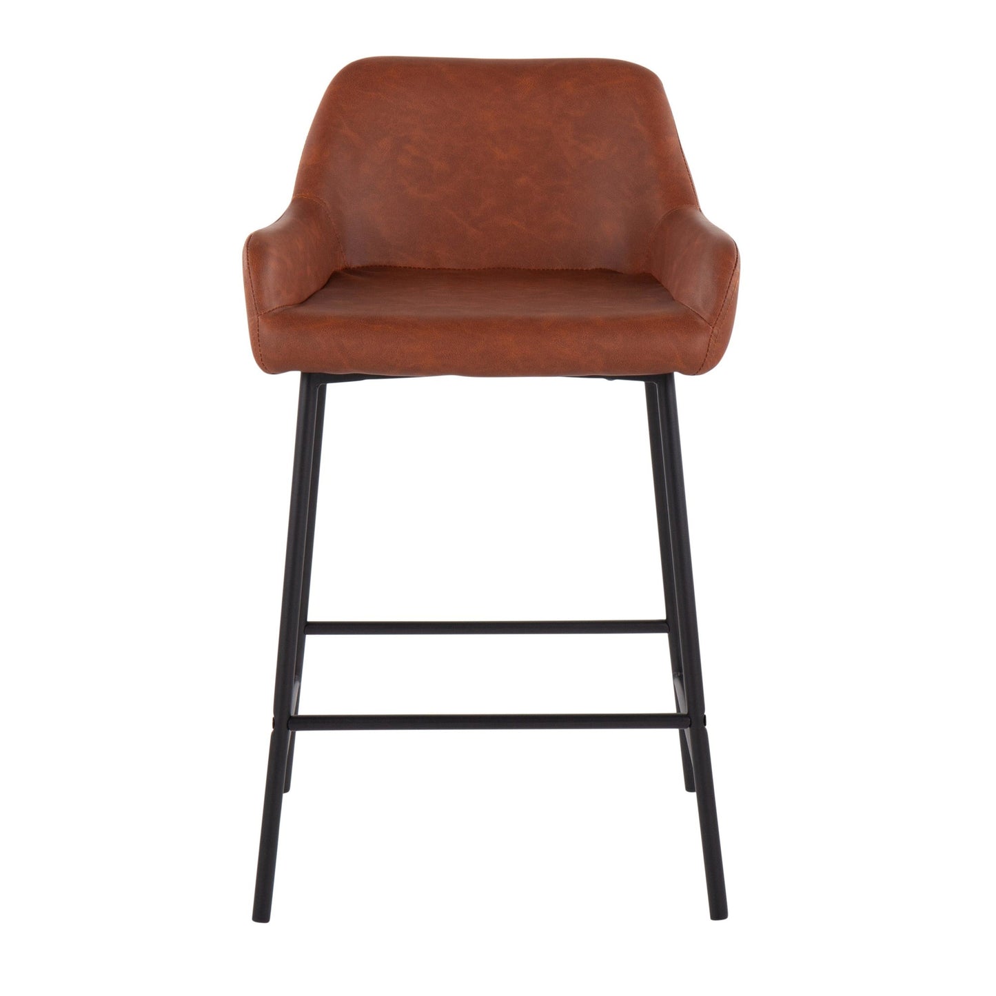 Daniella Industrial Fixed-Height Counter Stool in Black Metal and Camel Faux Leather By LumiSource - Set of 2 | Counter Stools | Modishstore - 3