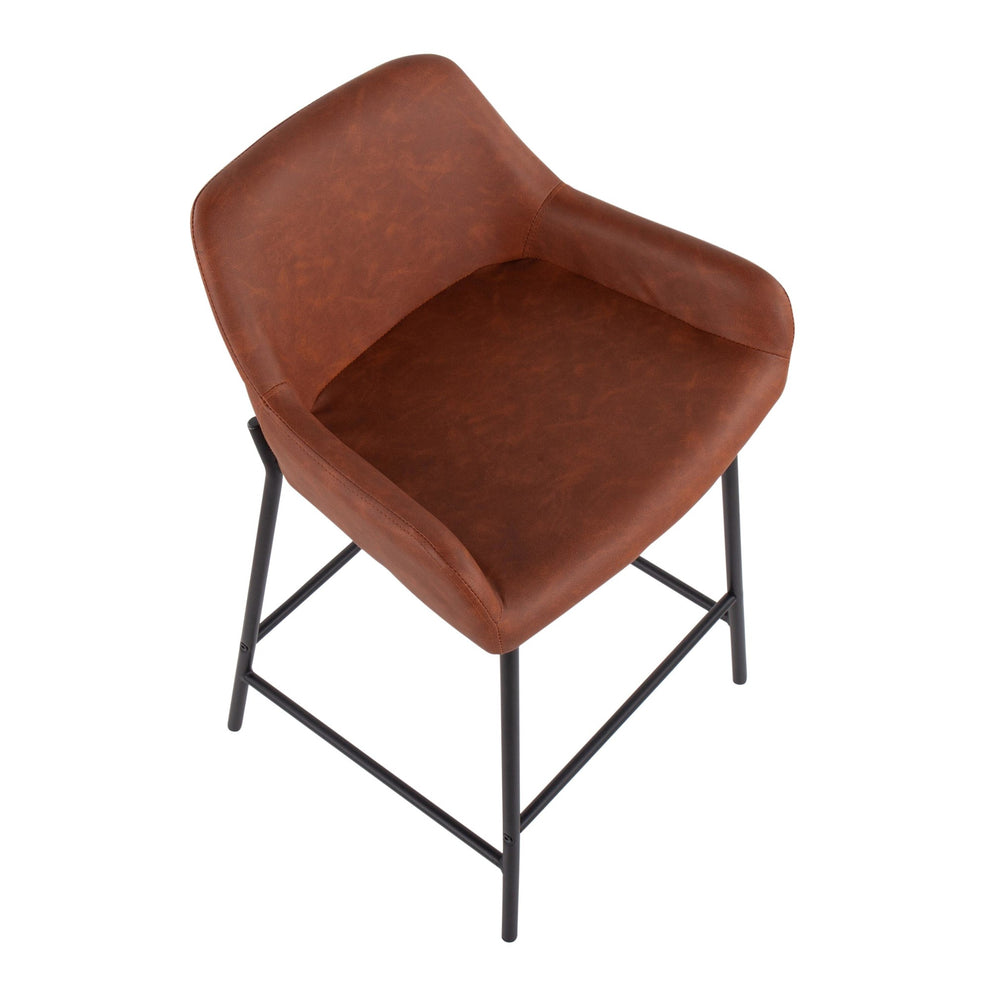 Daniella Industrial Fixed-Height Counter Stool in Black Metal and Camel Faux Leather By LumiSource - Set of 2 | Counter Stools | Modishstore - 4