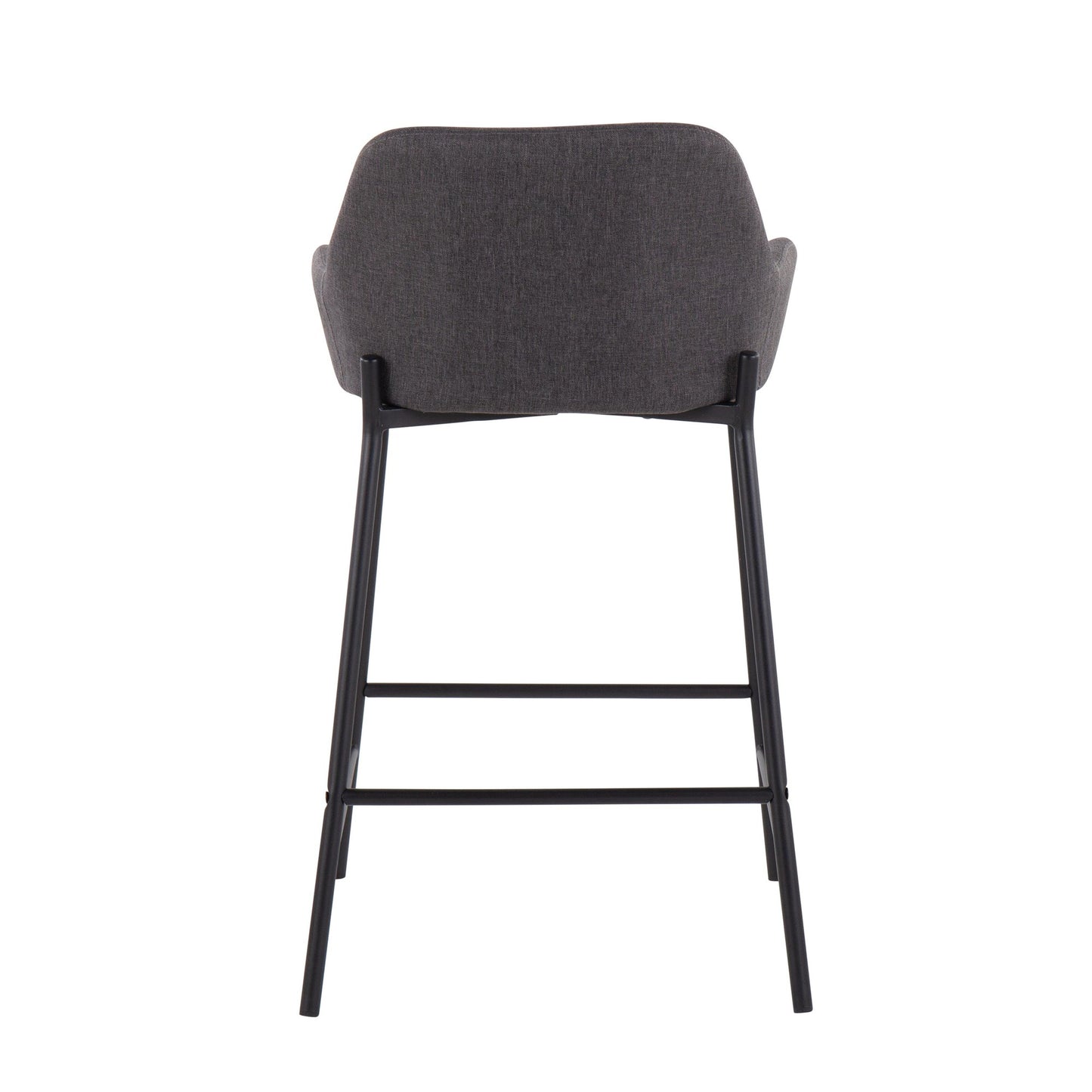 Daniella Industrial Fixed-Height Counter Stool in Black Metal and Charcoal Fabric By LumiSource - Set of 2 | Counter Stools | Modishstore - 10