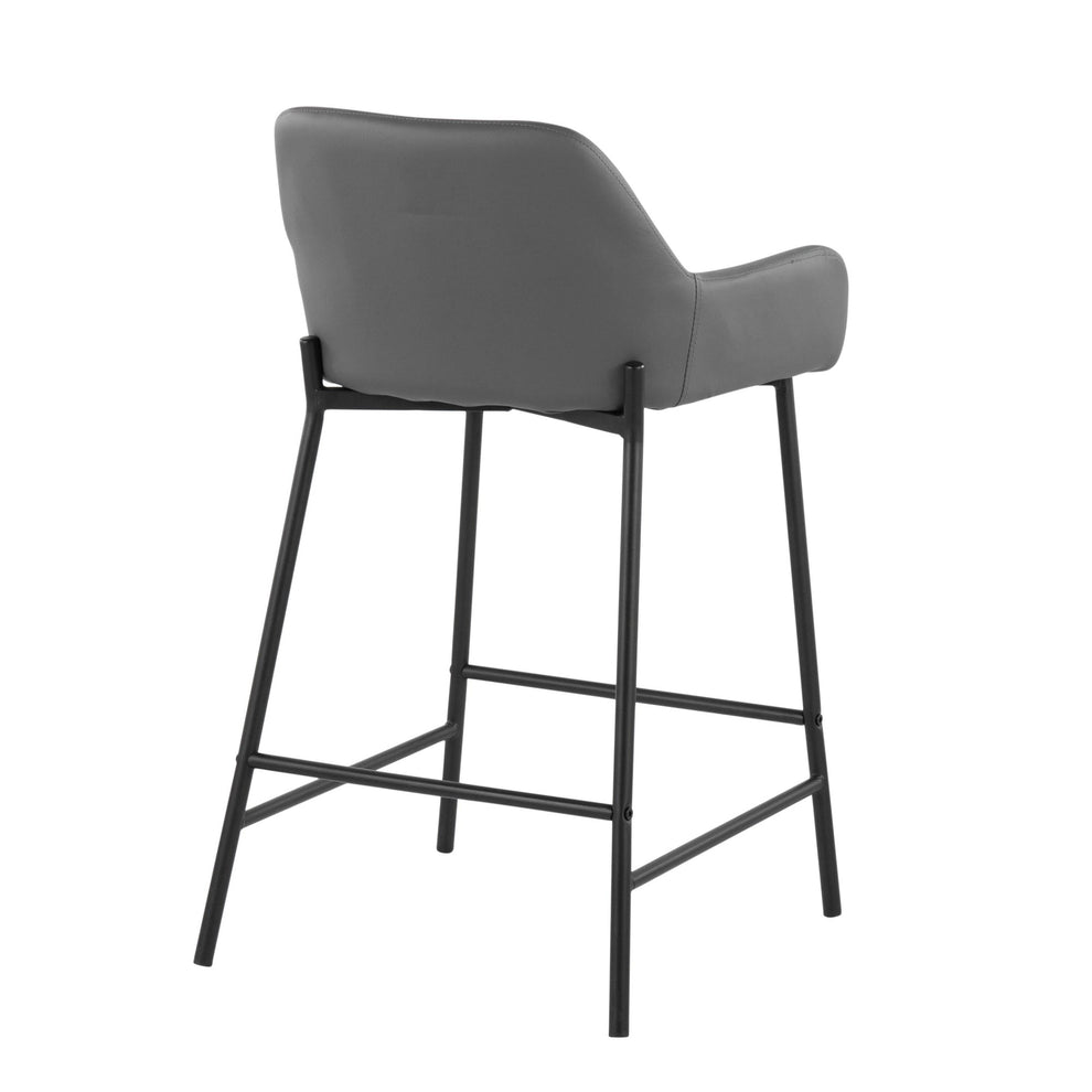 Daniella Industrial Fixed-Height Counter Stool in Black Metal and Camel Faux Leather By LumiSource - Set of 2 | Counter Stools | Modishstore - 19