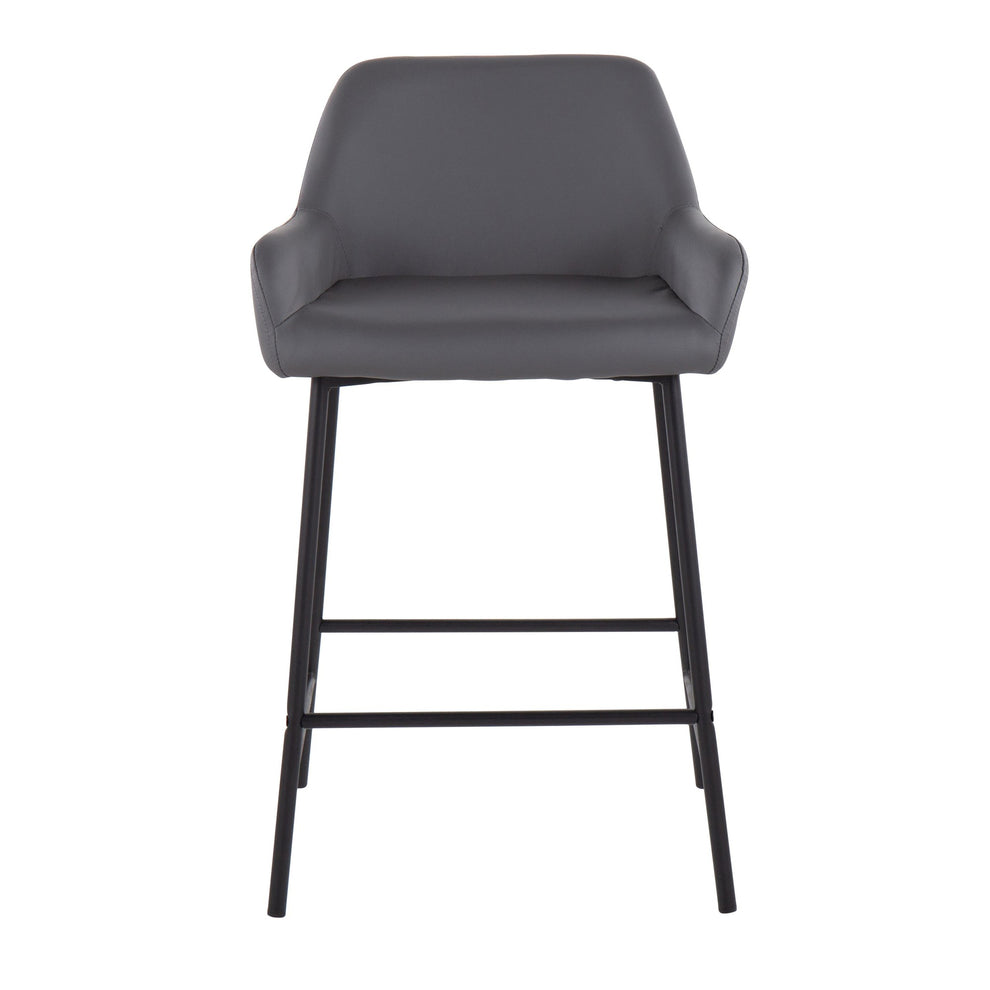 Daniella Industrial Fixed-Height Counter Stool in Black Metal and Camel Faux Leather By LumiSource - Set of 2 | Counter Stools | Modishstore - 12