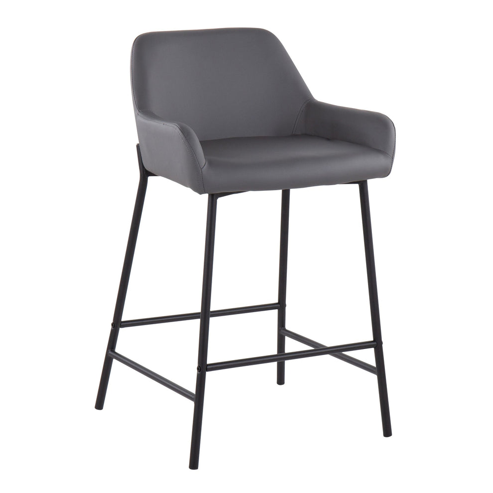 Daniella Industrial Fixed-Height Counter Stool in Black Metal and Camel Faux Leather By LumiSource - Set of 2 | Counter Stools | Modishstore - 17