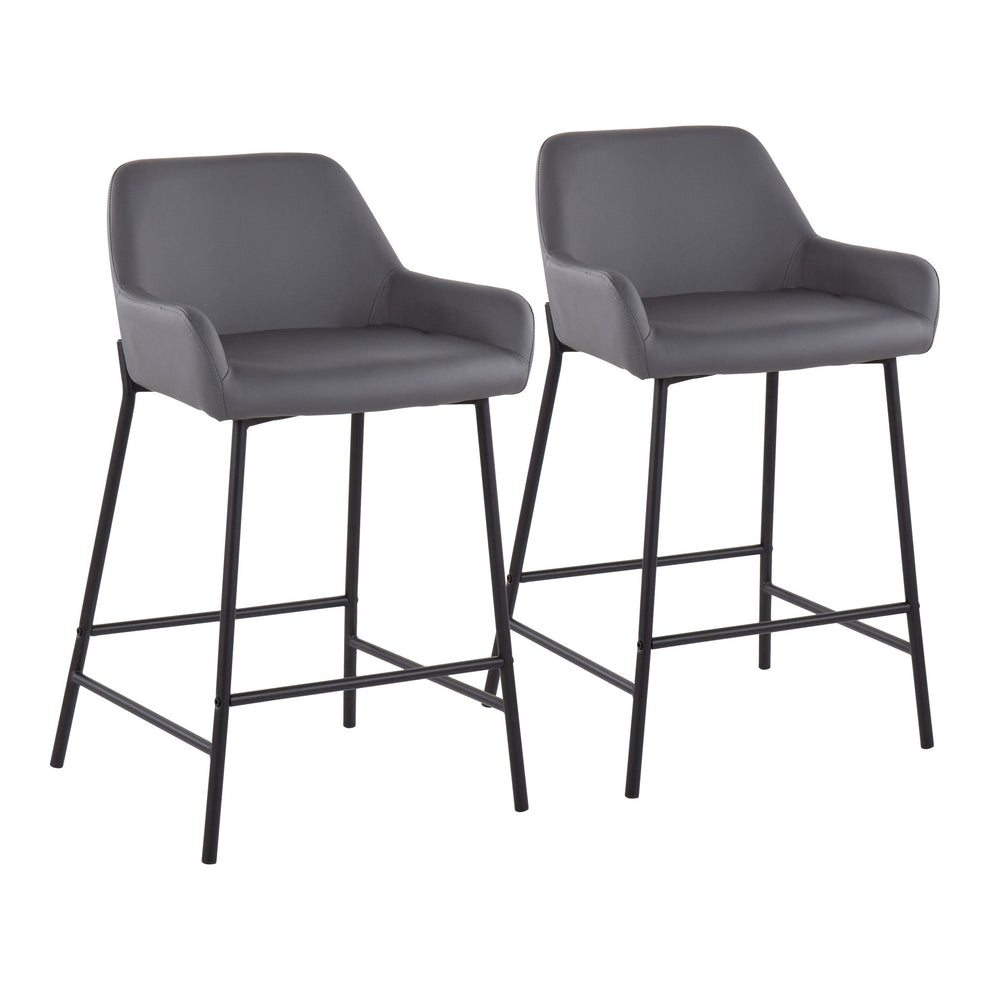 Daniella Industrial Fixed-Height Counter Stool in Black Metal and Camel Faux Leather By LumiSource - Set of 2 | Counter Stools | Modishstore - 11