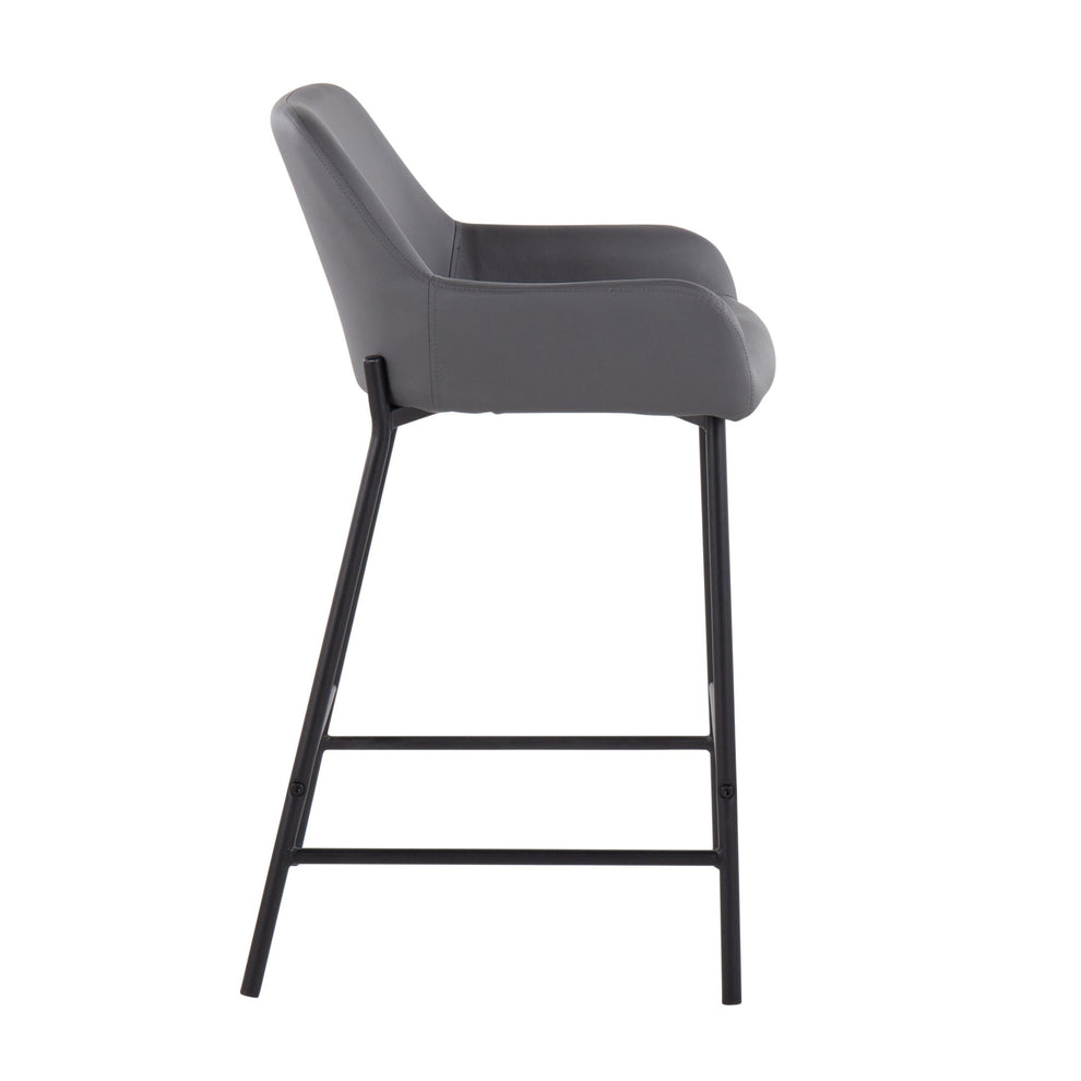 Daniella Industrial Fixed-Height Counter Stool in Black Metal and Camel Faux Leather By LumiSource - Set of 2 | Counter Stools | Modishstore - 18