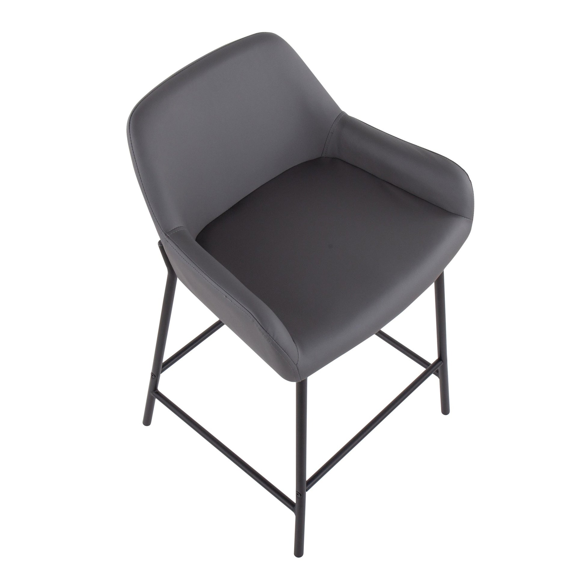 Daniella Industrial Fixed-Height Counter Stool in Black Metal and Camel Faux Leather By LumiSource - Set of 2 | Counter Stools | Modishstore - 13