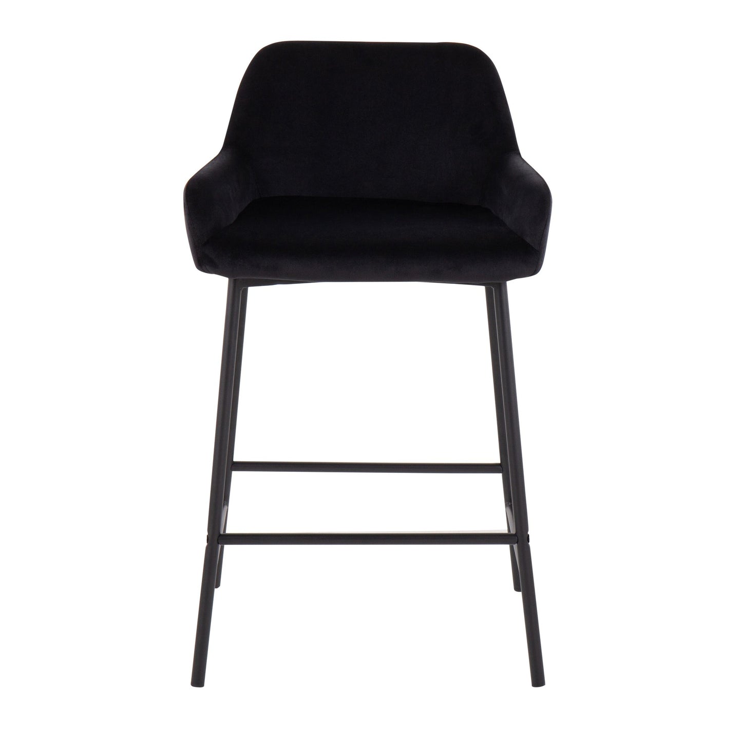 Daniella Industrial Fixed-Height Counter Stool in Black Metal and Black Velvet By LumiSource - Set of 2 | Counter Stools | Modishstore - 3