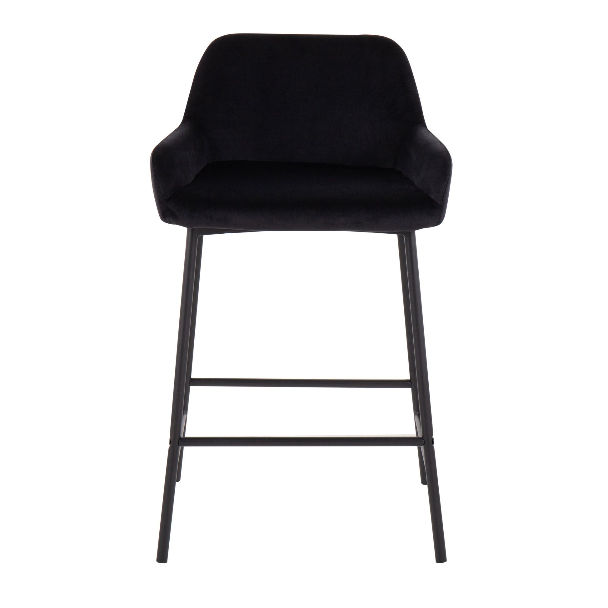 Daniella Industrial Fixed-Height Counter Stool in Black Metal and Black Velvet By LumiSource - Set of 2 | Counter Stools | Modishstore - 3