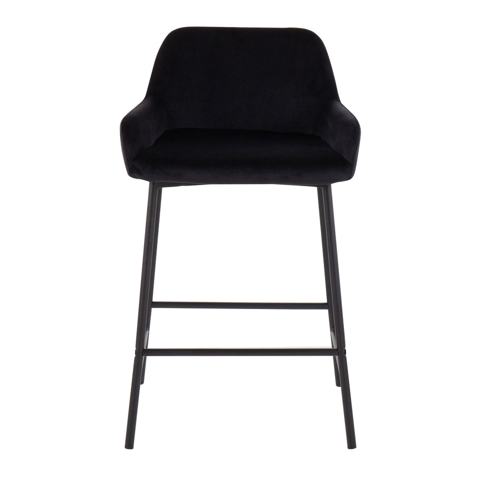Daniella Industrial Fixed-Height Counter Stool in Black Metal and Black Velvet By LumiSource - Set of 2 | Counter Stools | Modishstore - 3