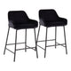 Daniella Industrial Fixed-Height Counter Stool in Black Metal and Black Velvet By LumiSource - Set of 2 | Counter Stools | Modishstore - 2